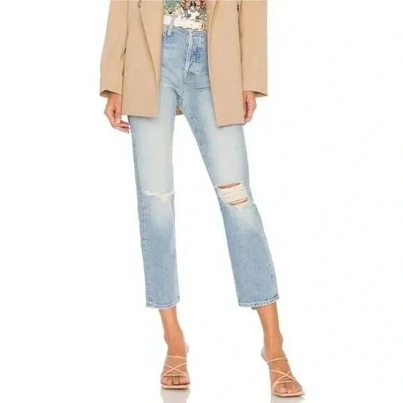 Mother Distressed Denim Jeans The Scrapper Ankle in Bless You Again Size 26 - Picture 2 of 9